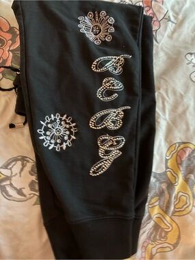 BCBG Black Rhinestone-Embellished Women Sweatpants
